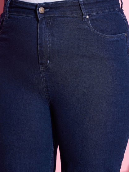 Women's Navy Wash Denim Bell Bottom Jeans