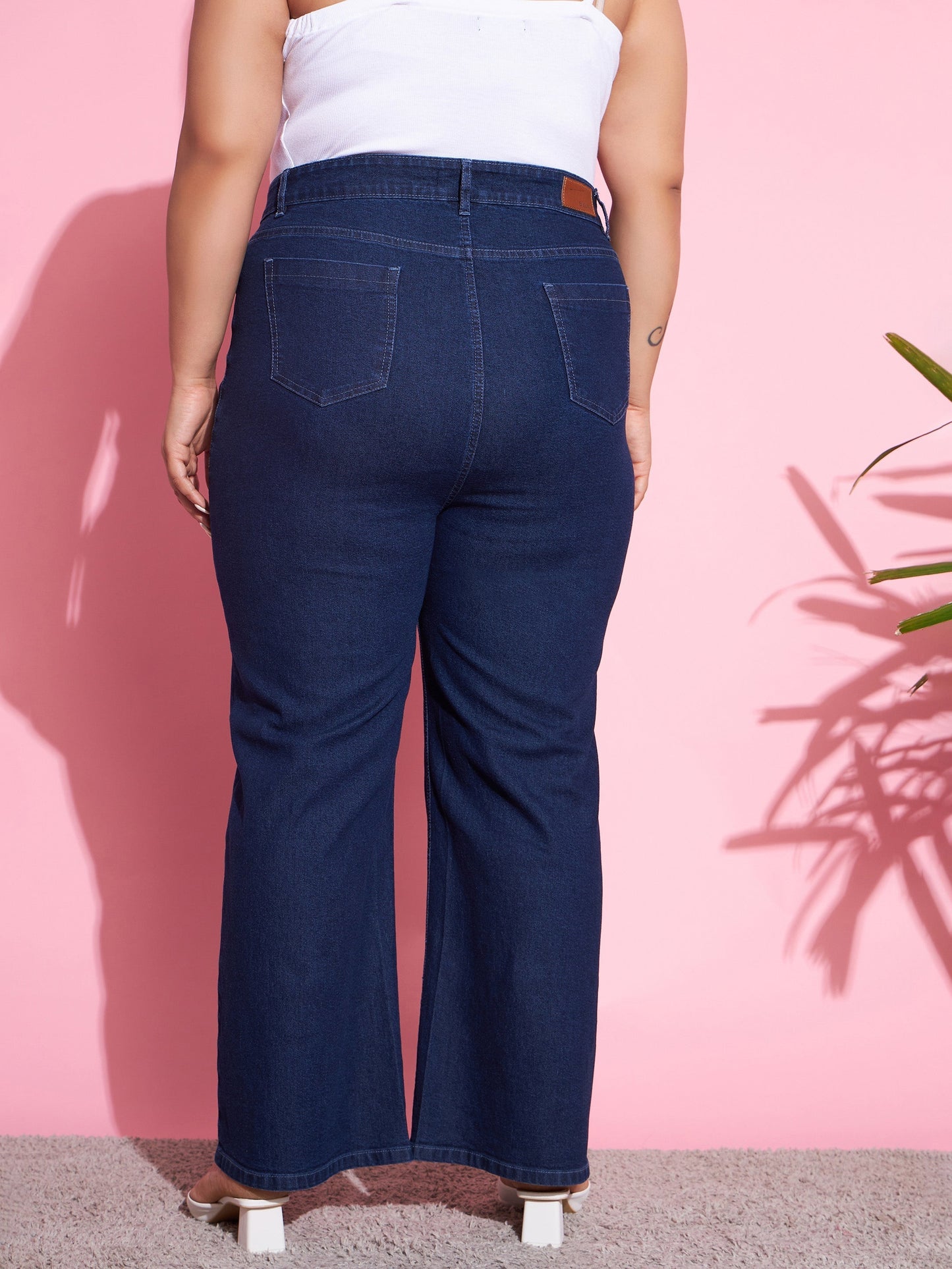 Women's Navy Wash Denim Bell Bottom Jeans