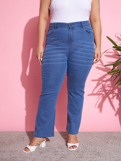 Women's Blue Wash Denim Boot Cut Jeans