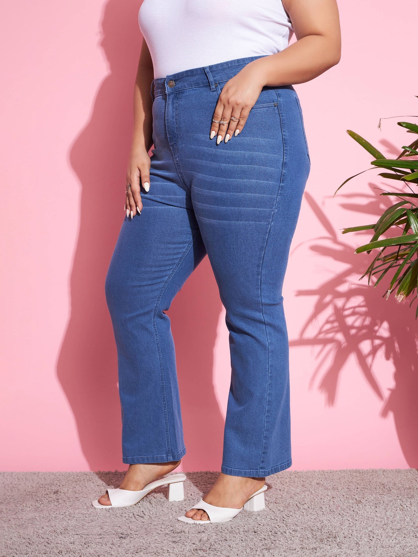 Women's Blue Wash Denim Boot Cut Jeans