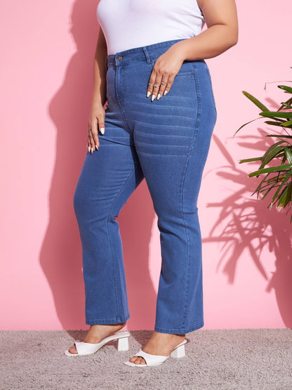 Women's Blue Wash Denim Boot Cut Jeans
