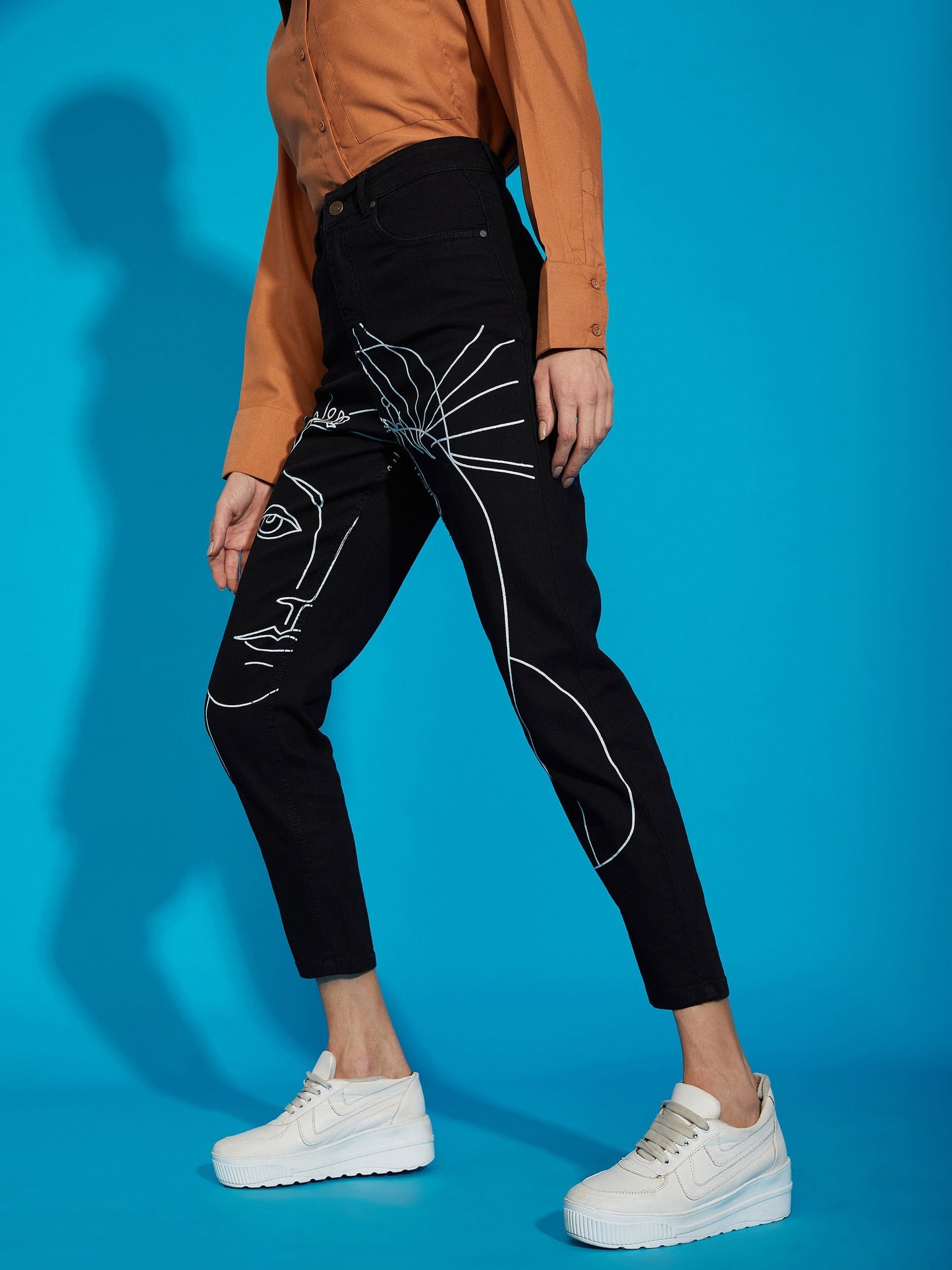 Women's Black Premium Line Art Mom Fit Jeans