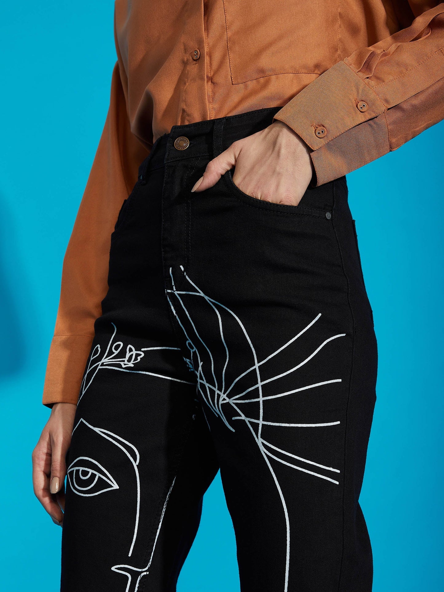 Women's Black Premium Line Art Mom Fit Jeans