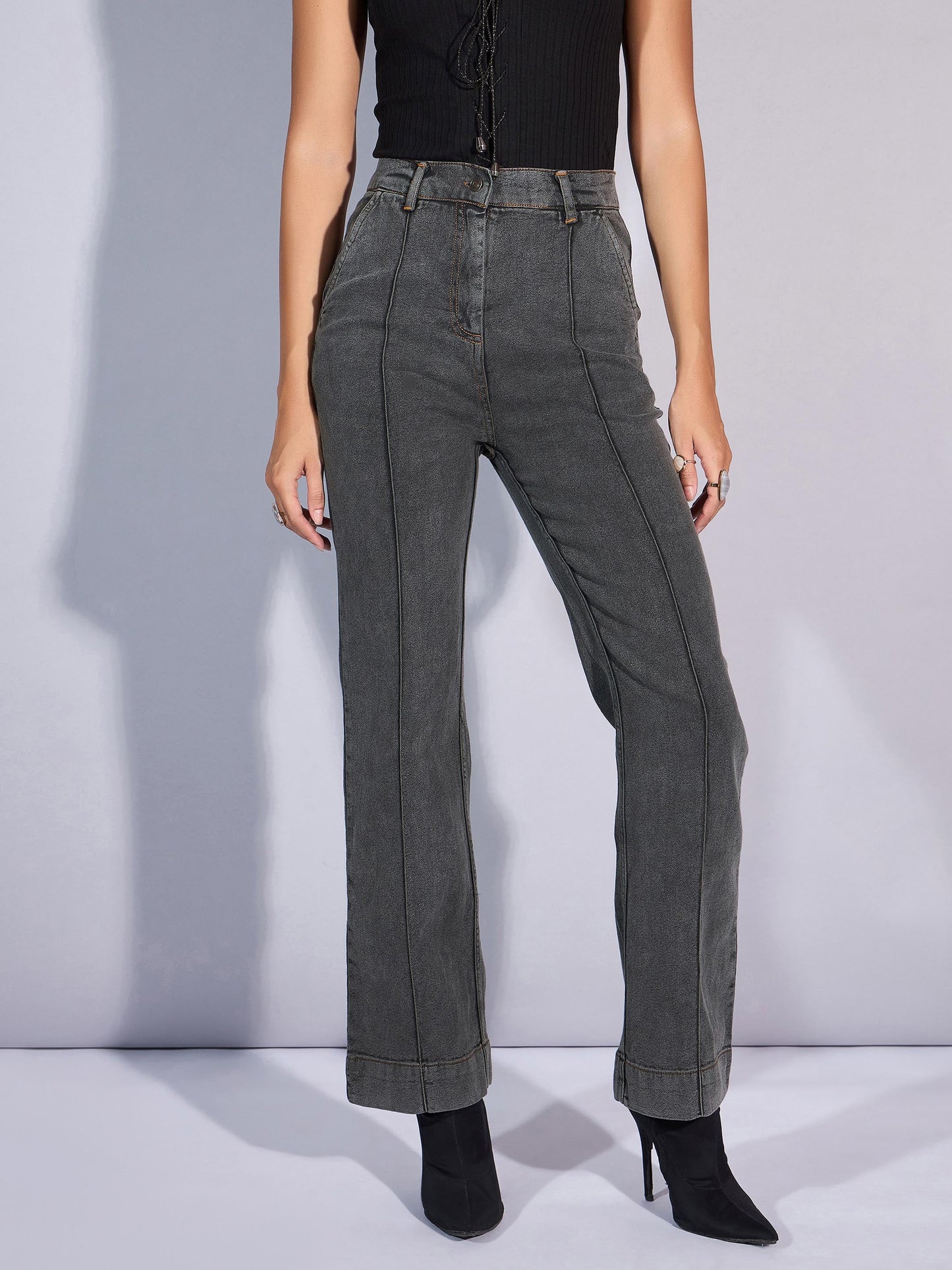 Women's Grey Solid Jean