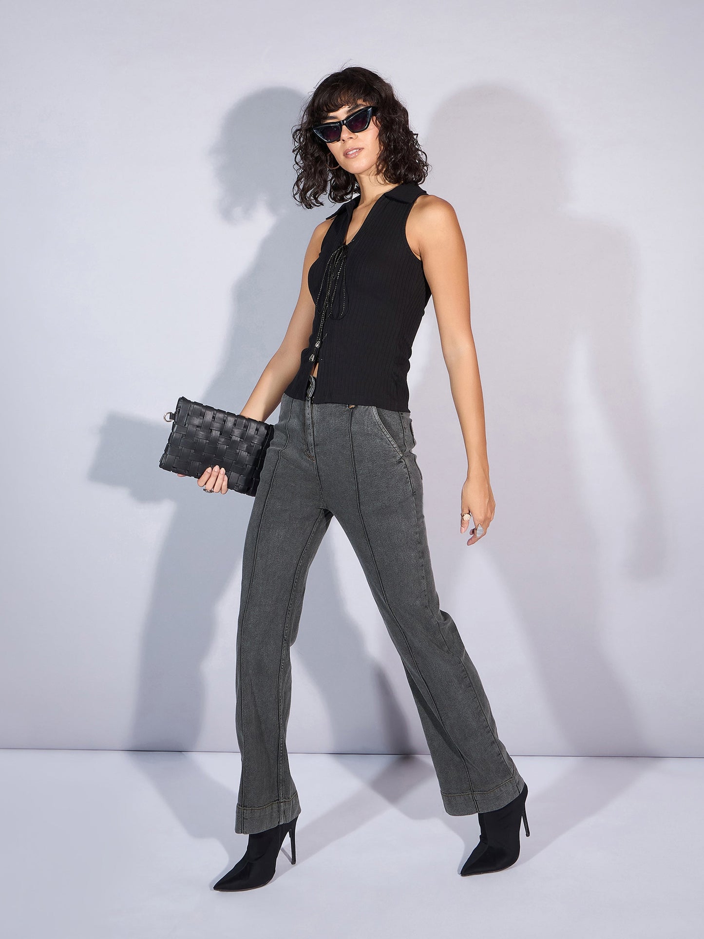Women's Grey Solid Jean