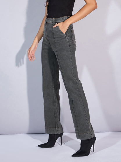 Women's Grey Solid Jean