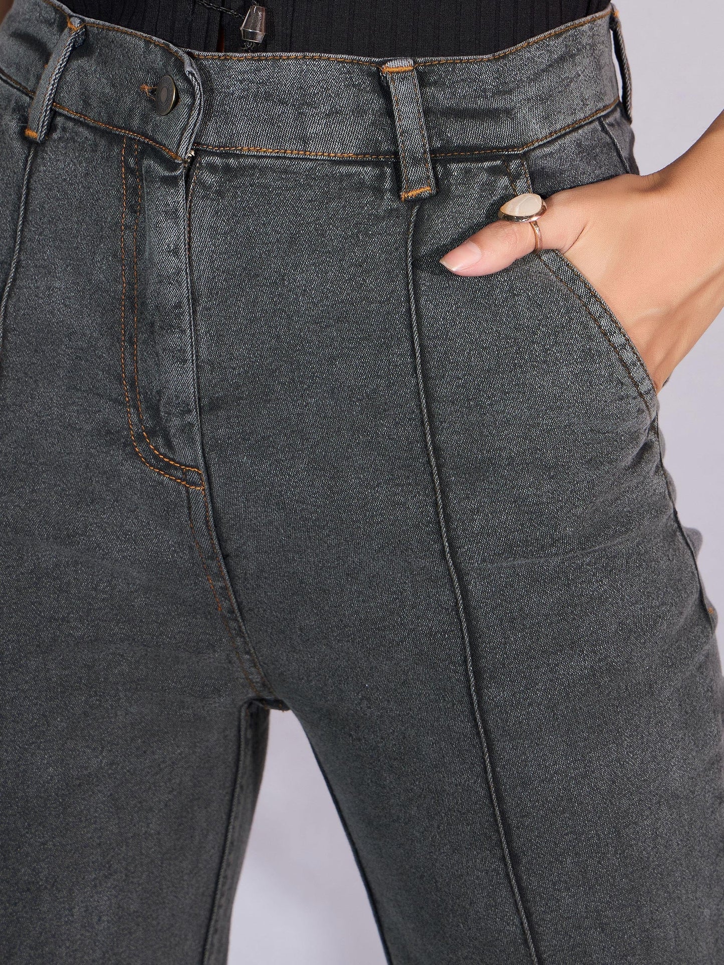 Women's Grey Solid Jean