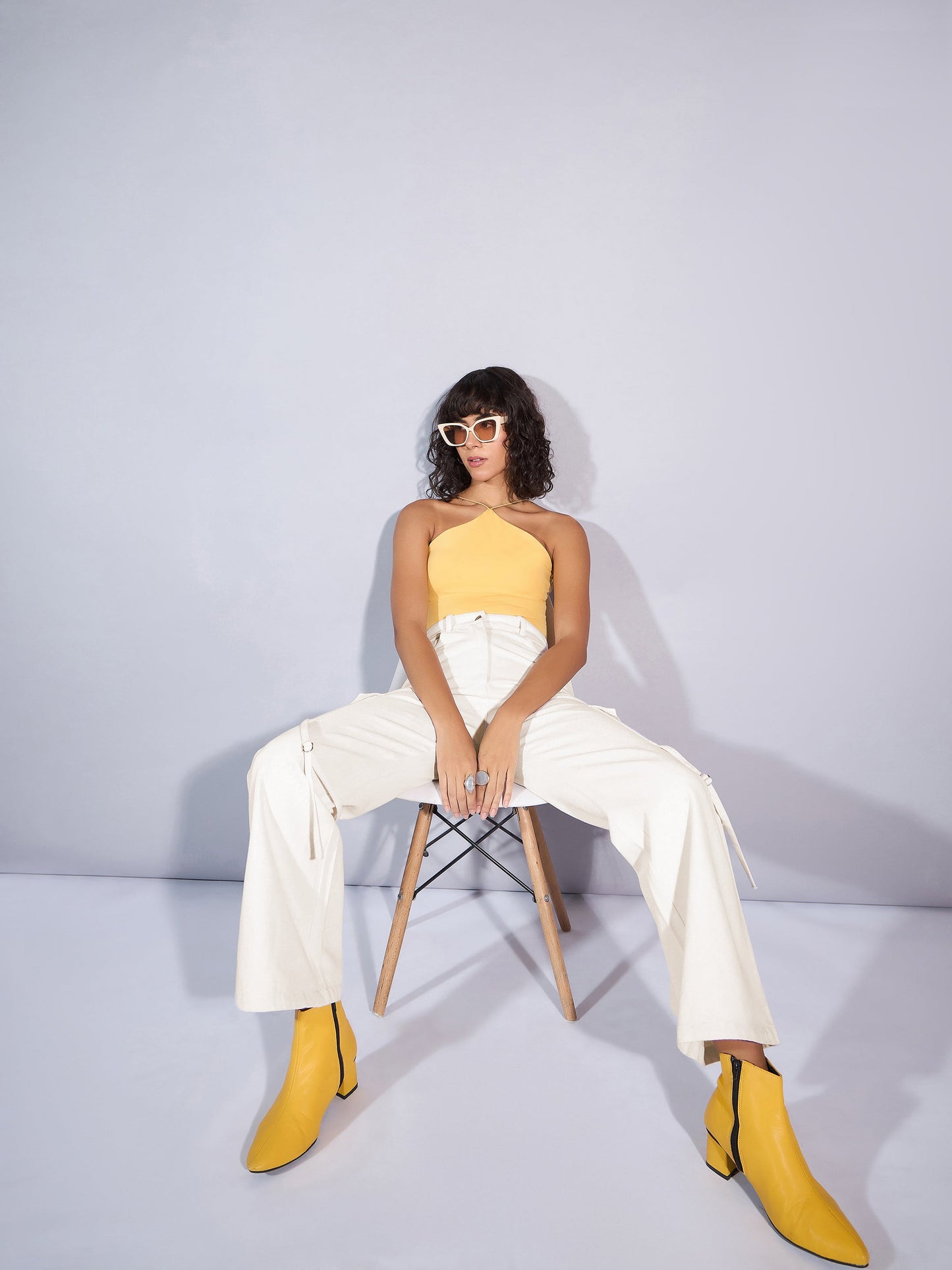 Women's White Solid Jean