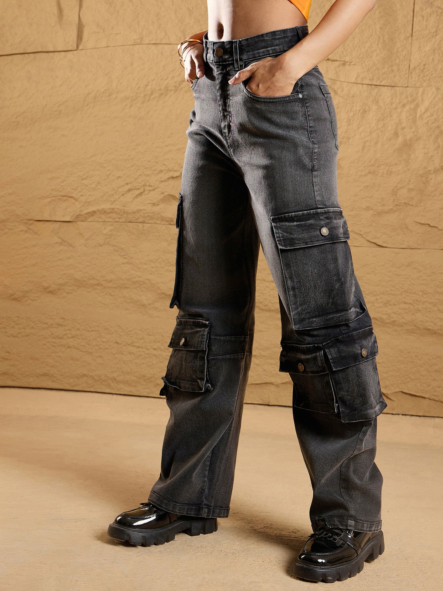 Women's Black Multi Pocket Jean