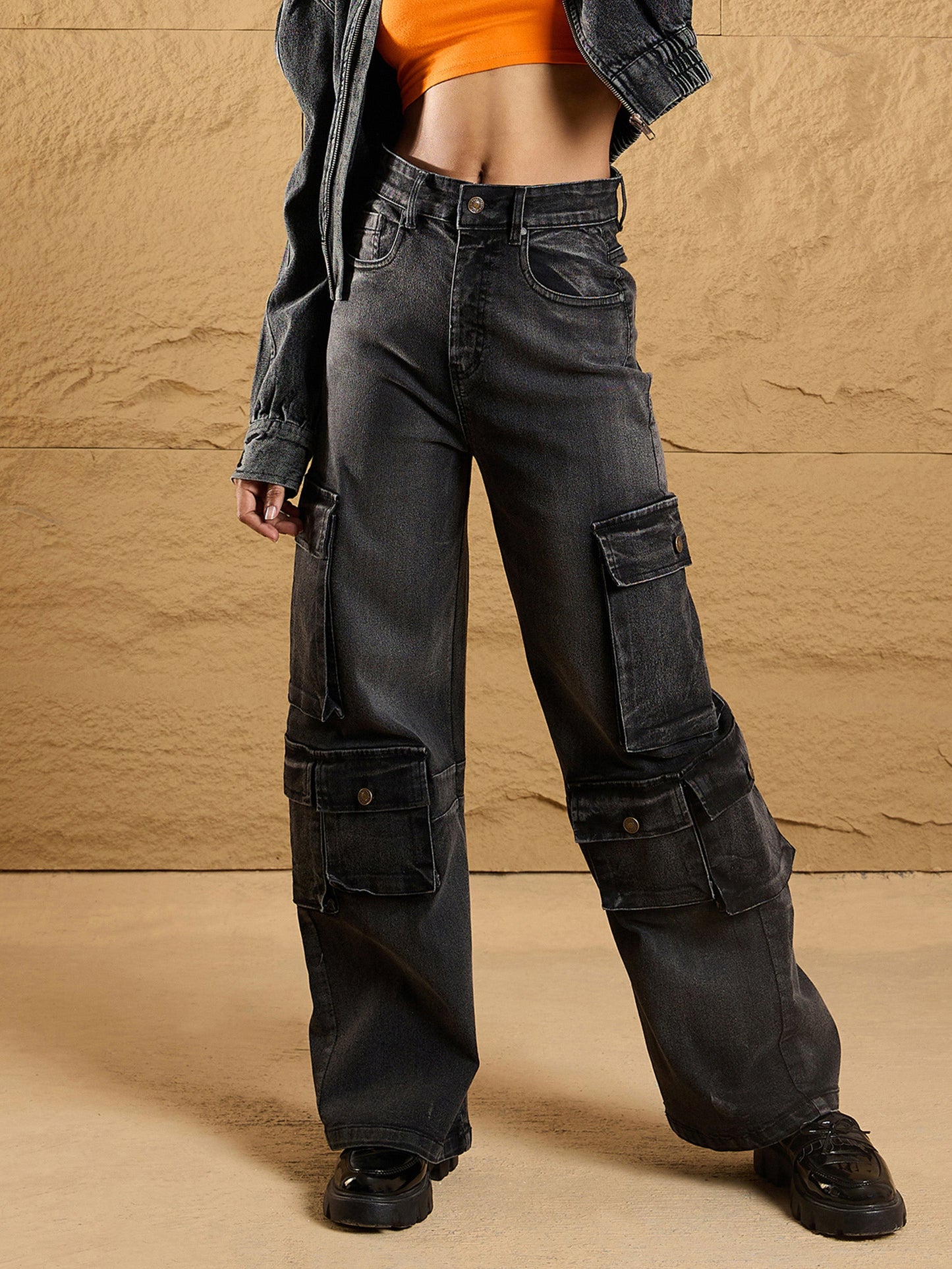 Women's Black Multi Pocket Jean