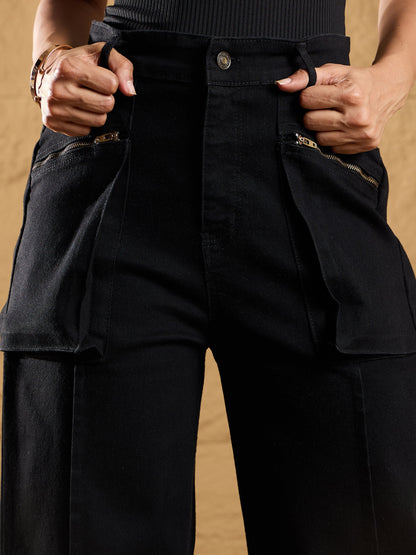 Women's Black Solid Jean