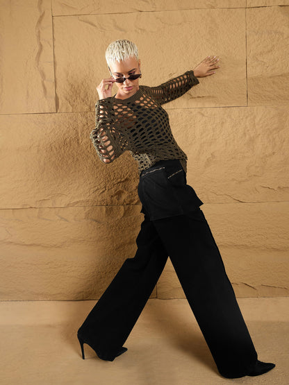 Women's Black Solid Jean