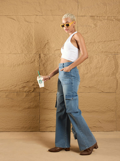 Women's Blue Multi Pocket Jean