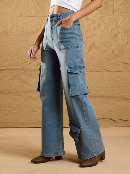 Women's Blue Multi Pocket Jean