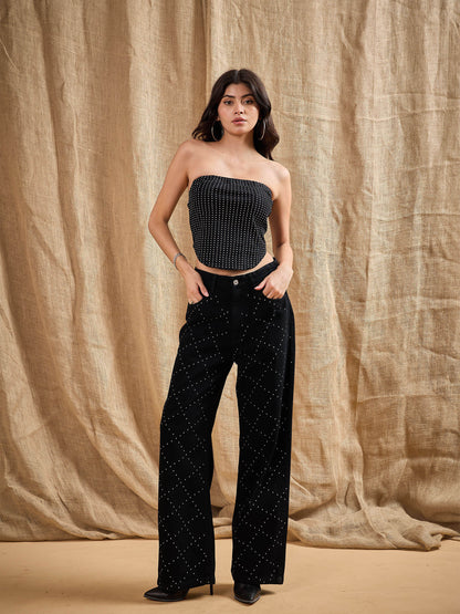 Women's Black Solid Jean