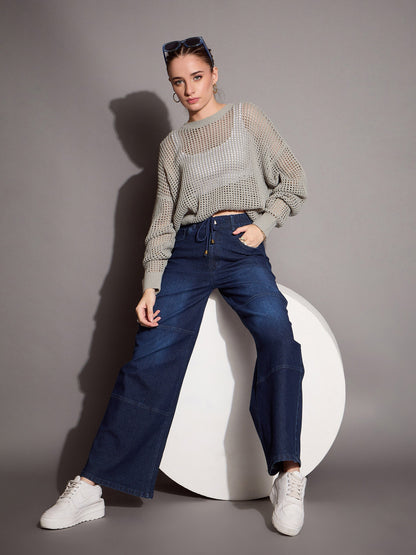 Women's Blue Solid Jean
