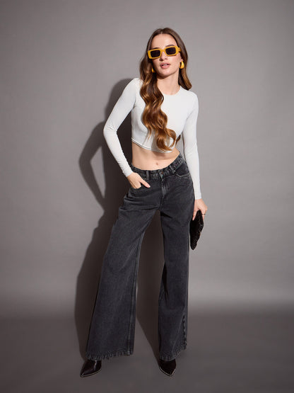 Women's Black Solid Jean