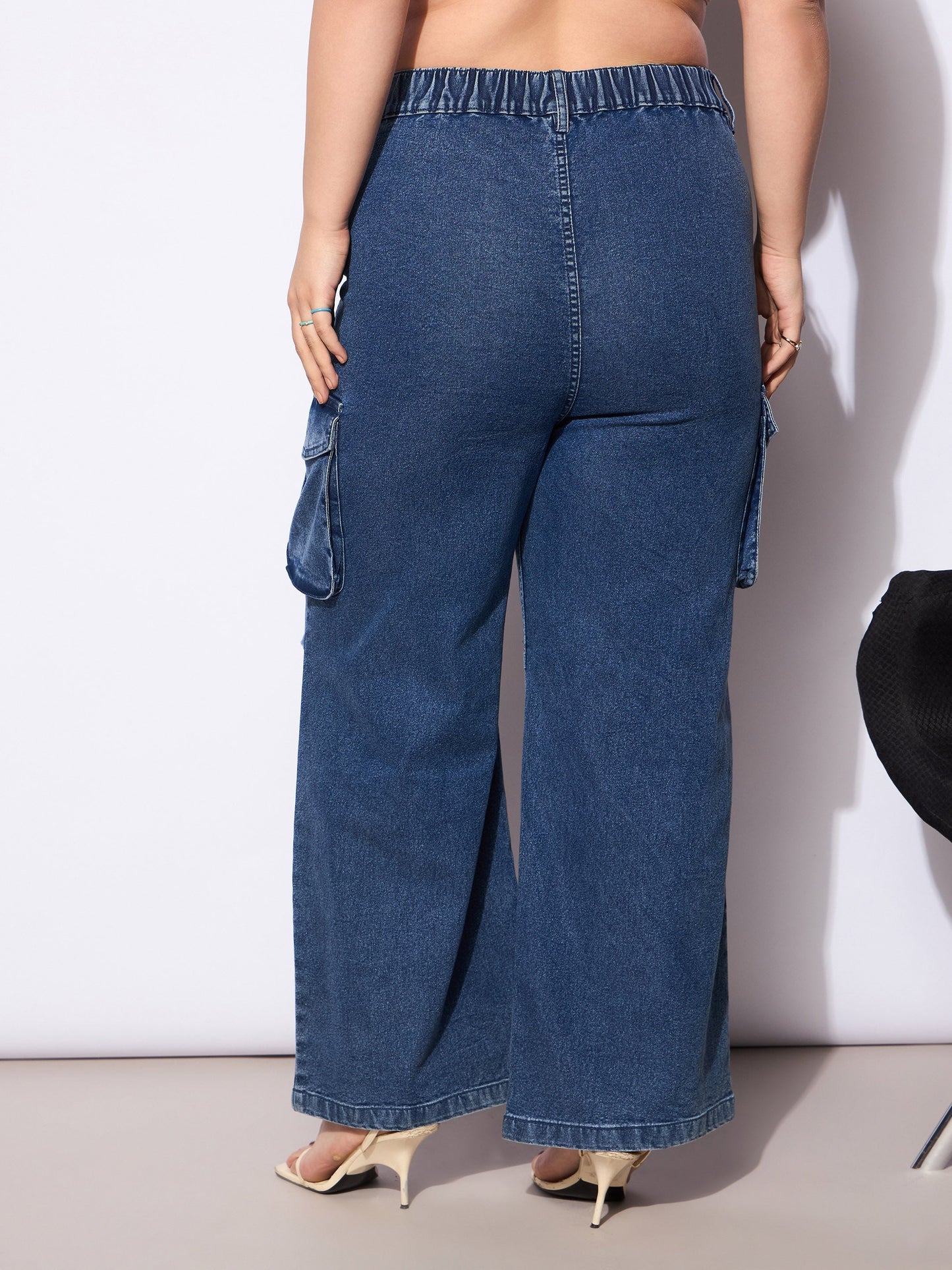 Women's Navy Denim Front Seam Side Pockets Straight Jea