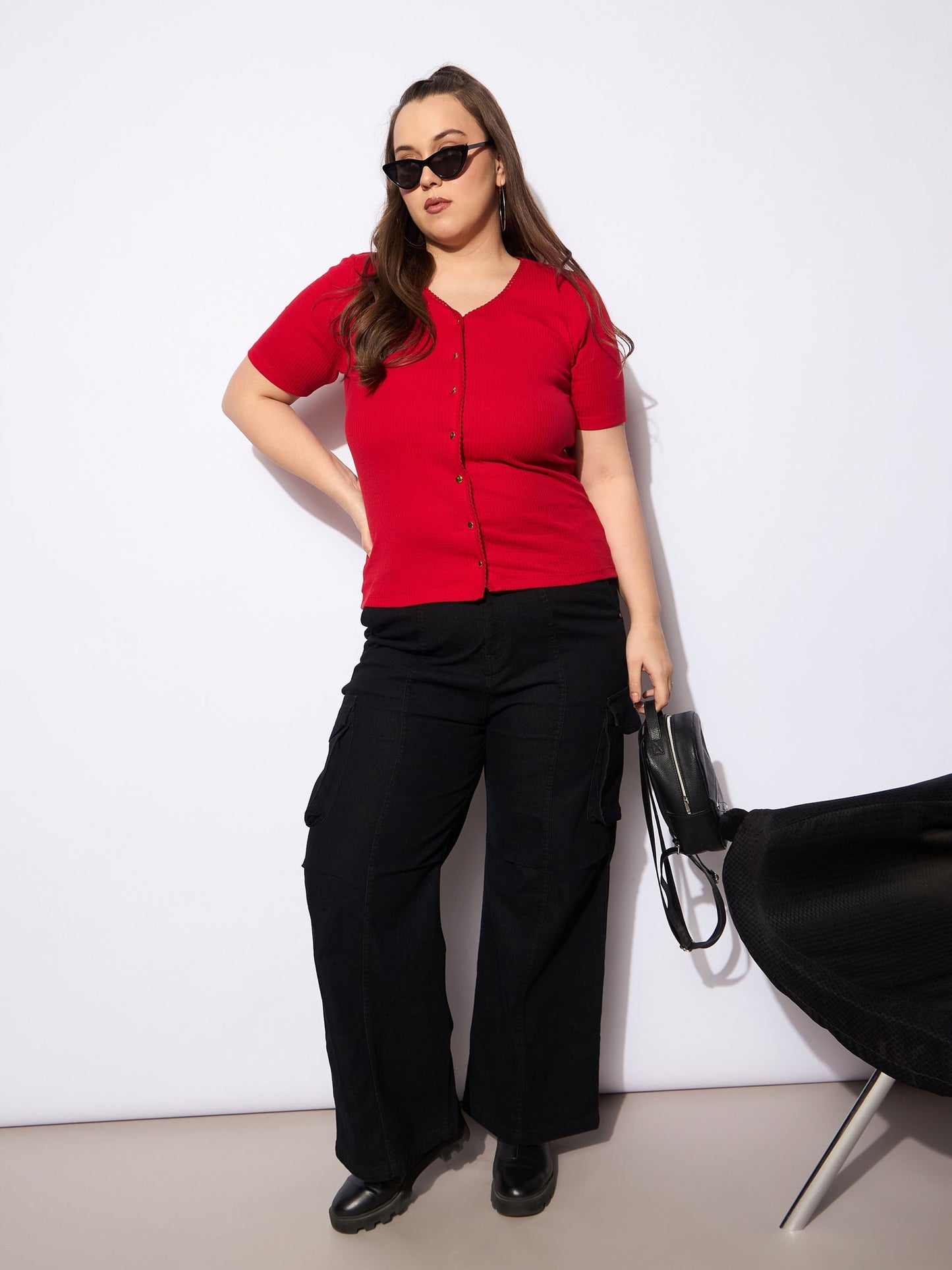 Women's Black Denim Front Seam Side Pockets Straight Jea