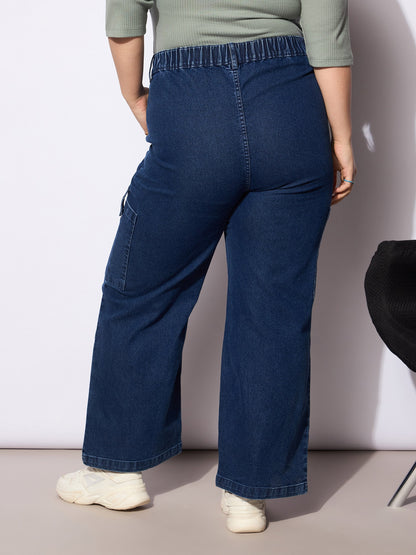 Women's Navy Denim Side Pockets Straight Jea