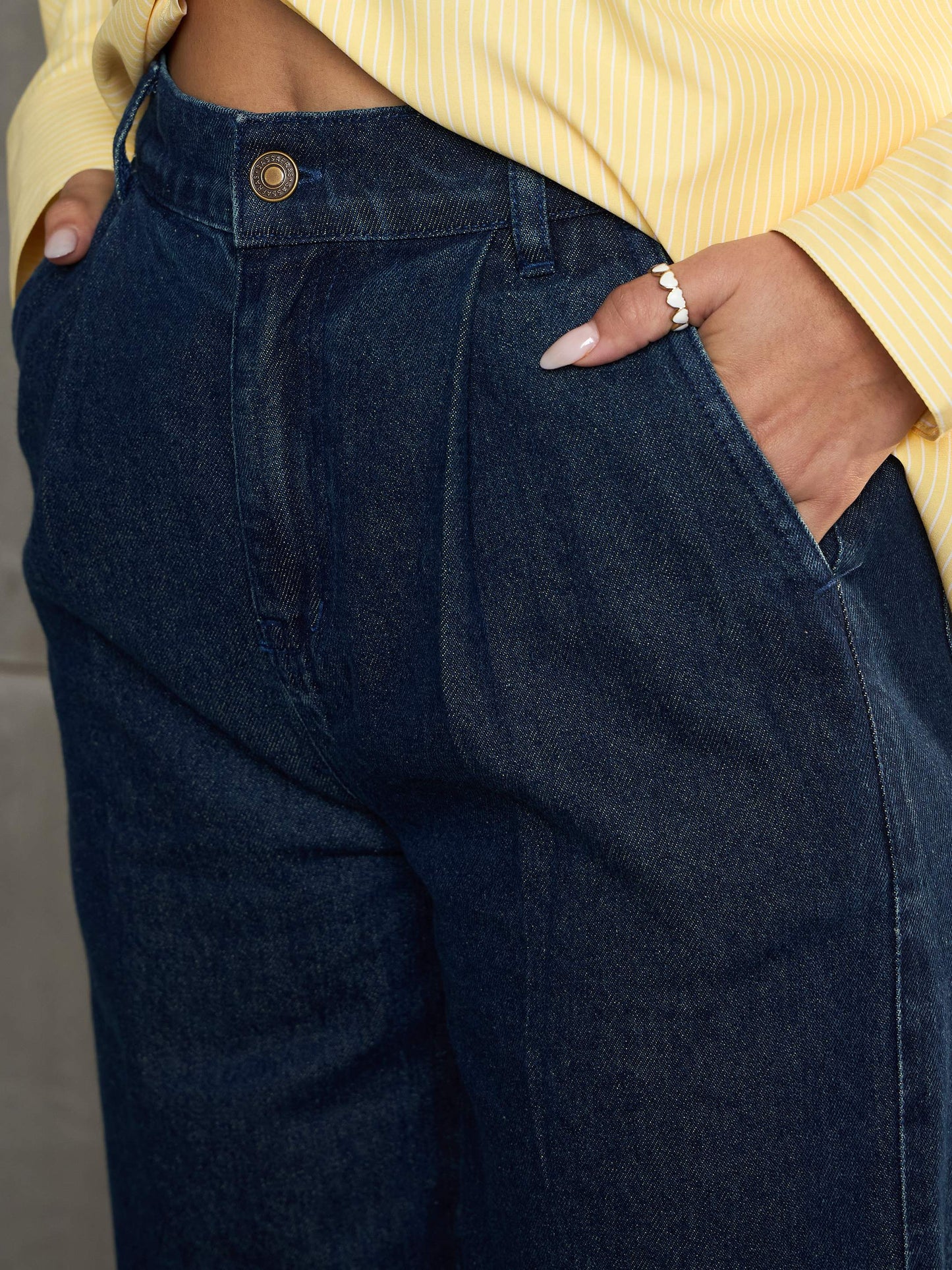 Women's Nevy Blue Fringed Straight Fit Jea