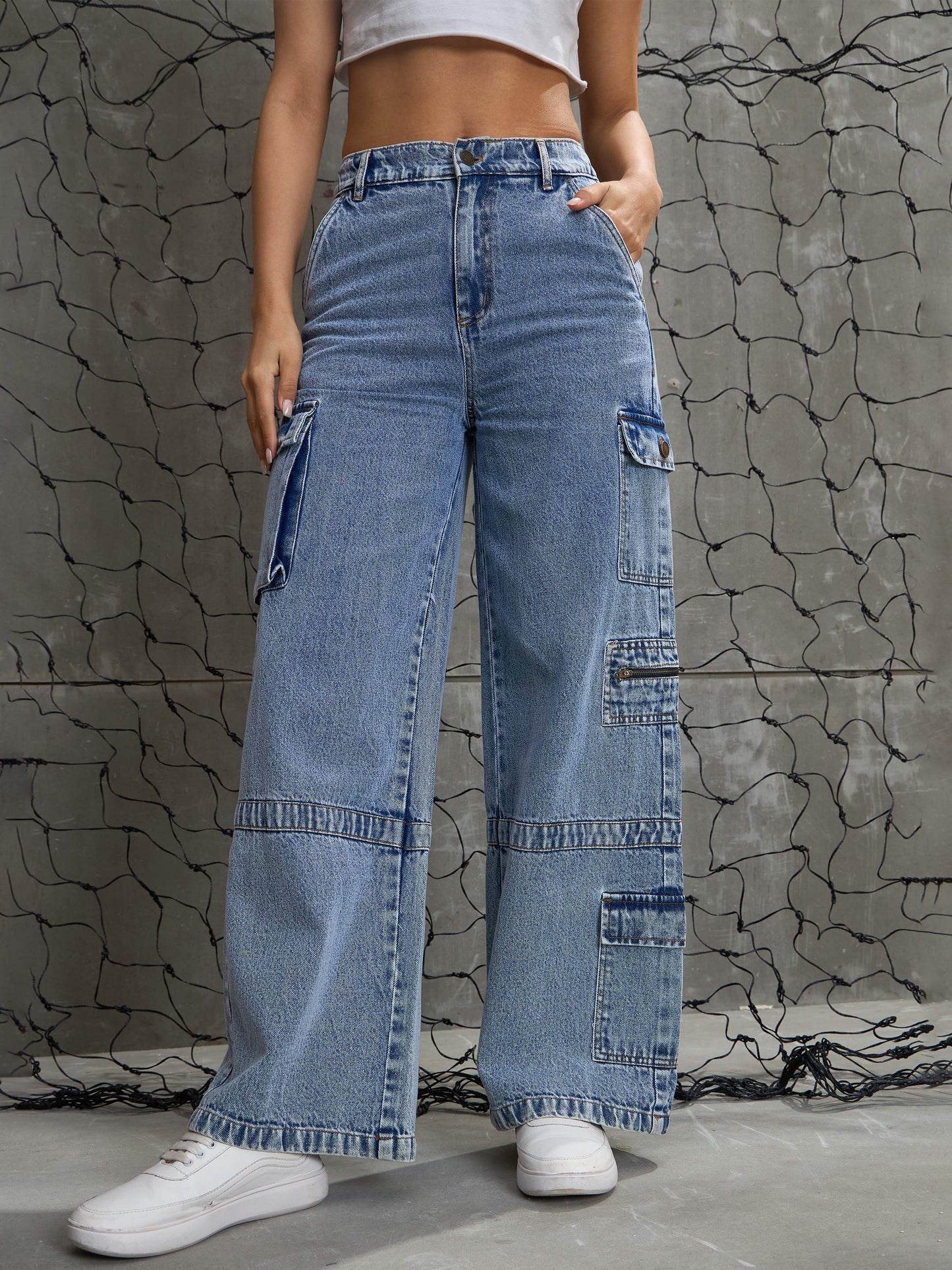 Women's Ice Blue Denim Straight Fit Jea