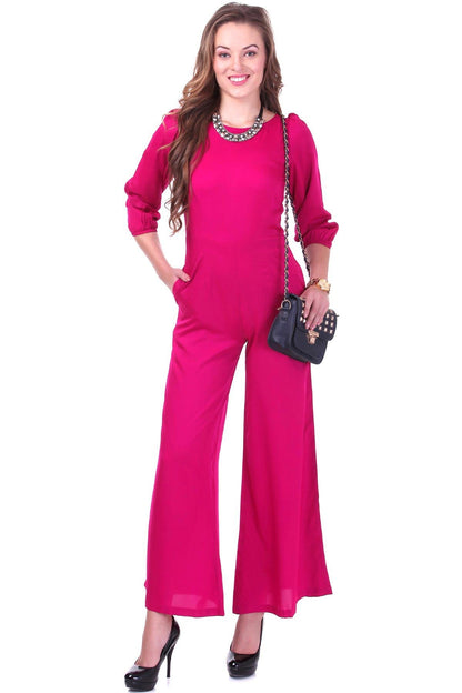 Women's Fuchsia Palazzo Jumpsuit