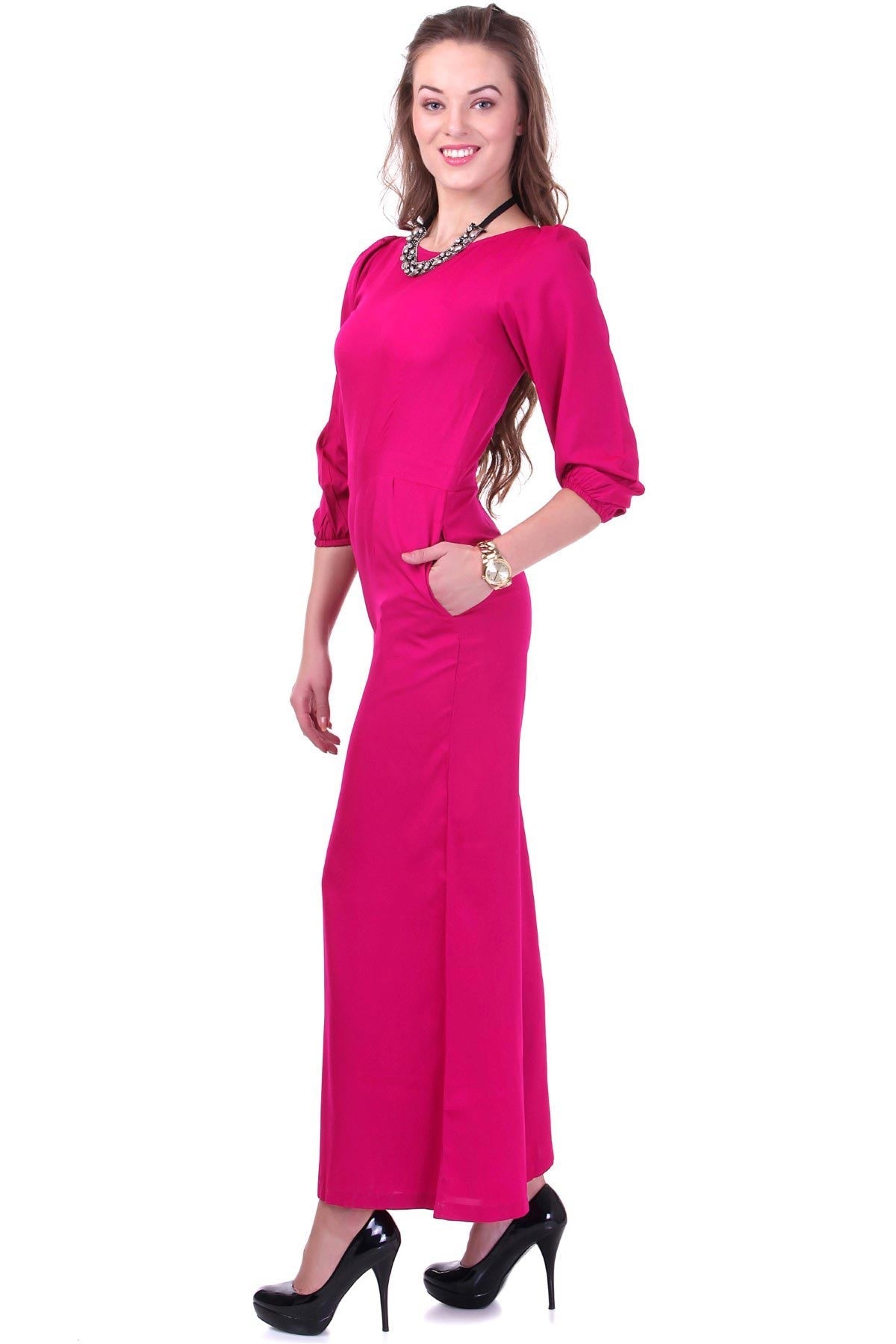 Women's Fuchsia Palazzo Jumpsuit