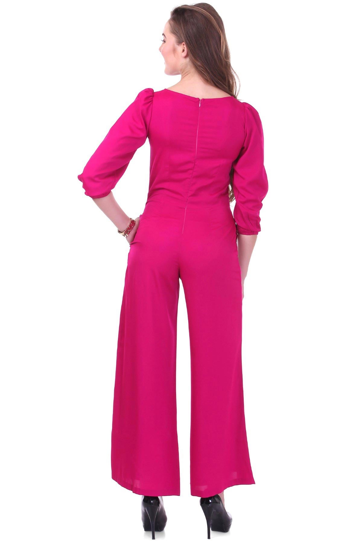 Women's Fuchsia Palazzo Jumpsuit