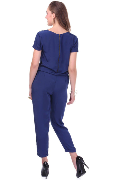 Women's Studded Blue Party Jumpsuit