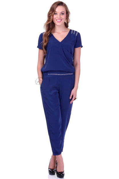 Women's Studded Blue Party Jumpsuit