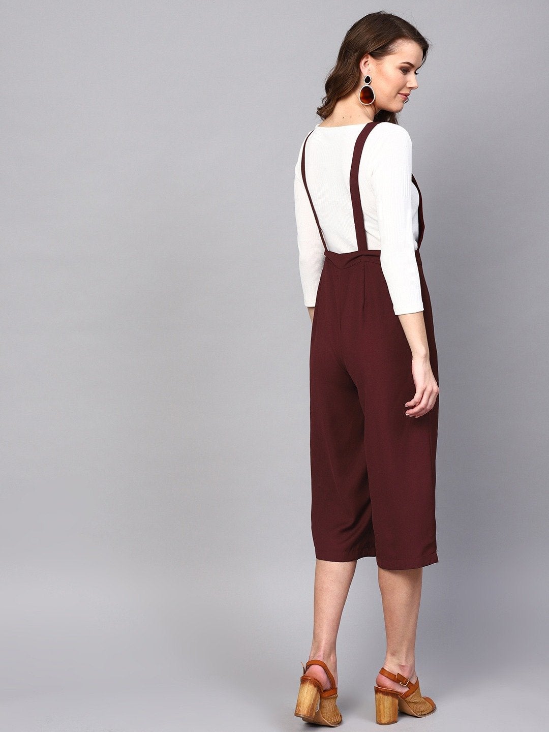 Women's Wine Cropped Dungaree