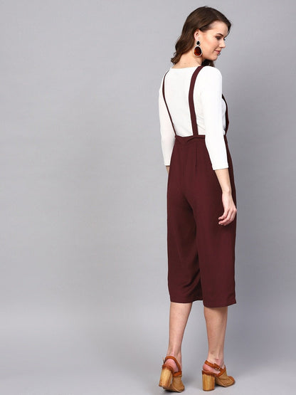 Women's Wine Cropped Dungaree