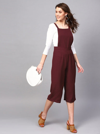 Women's Wine Cropped Dungaree