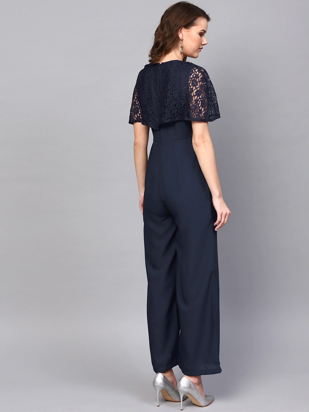 Women's Navy Layered Lace Jumpsuit