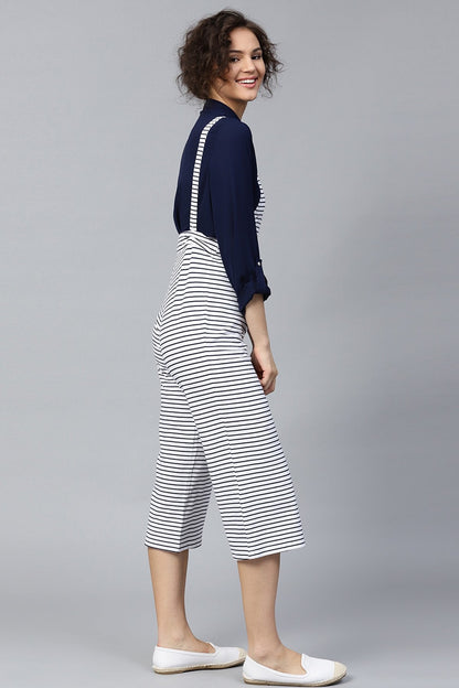 Women's Navy & White Stripes Dungaree