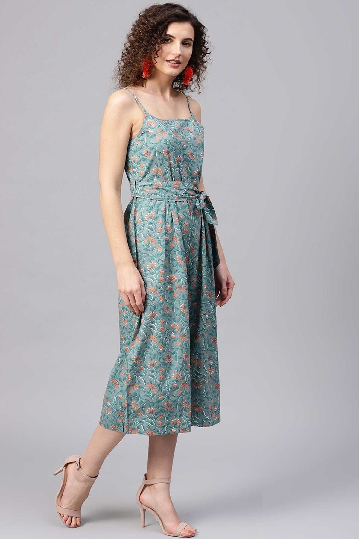Women's Blue Floral Strappy Jumpsuit