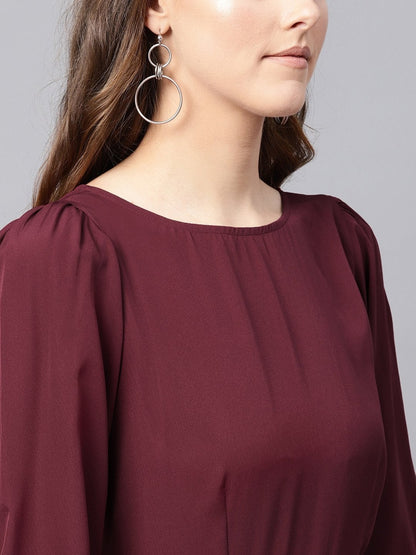 Women's Wine Buckle Belt Jumpsuit