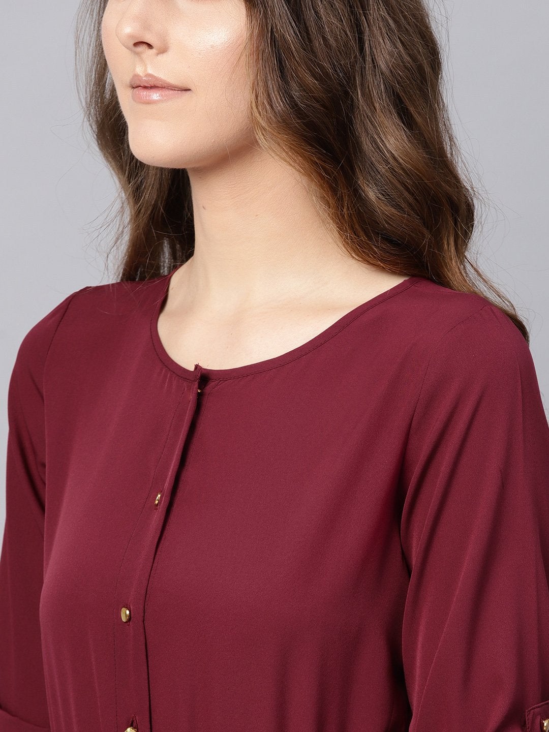 Women's Wine Palazzo Buckle Belt Jumpsuit