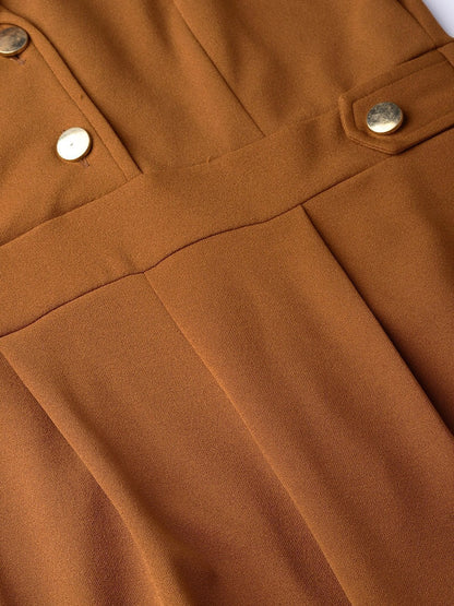 Women's Brown Collared Flare Leg Jumpsuit