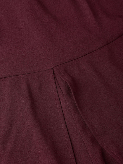 Women's Wine Wrap Leg Jumpsuit