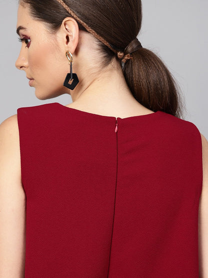 Women's Maroon Layered Jumpsuit