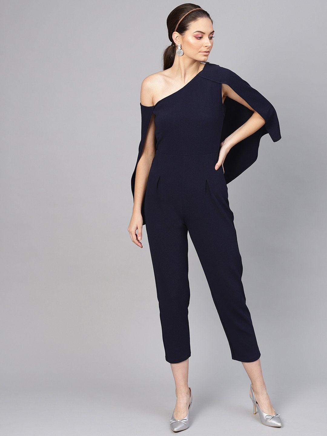 Women's Navy Cape Jumpsuit