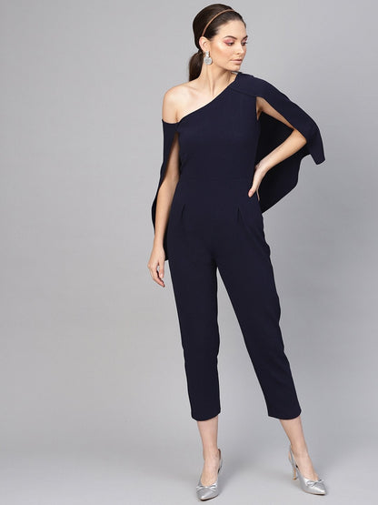 Women's Navy Cape Jumpsuit