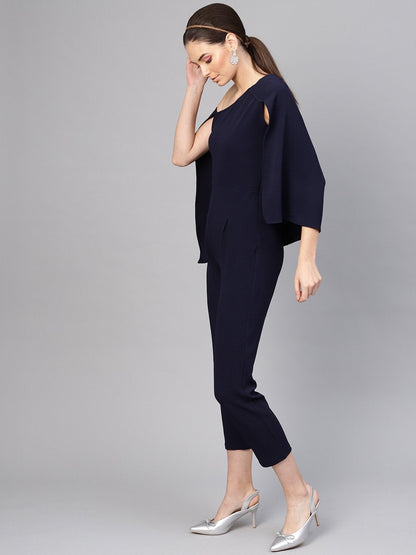 Women's Navy Cape Jumpsuit
