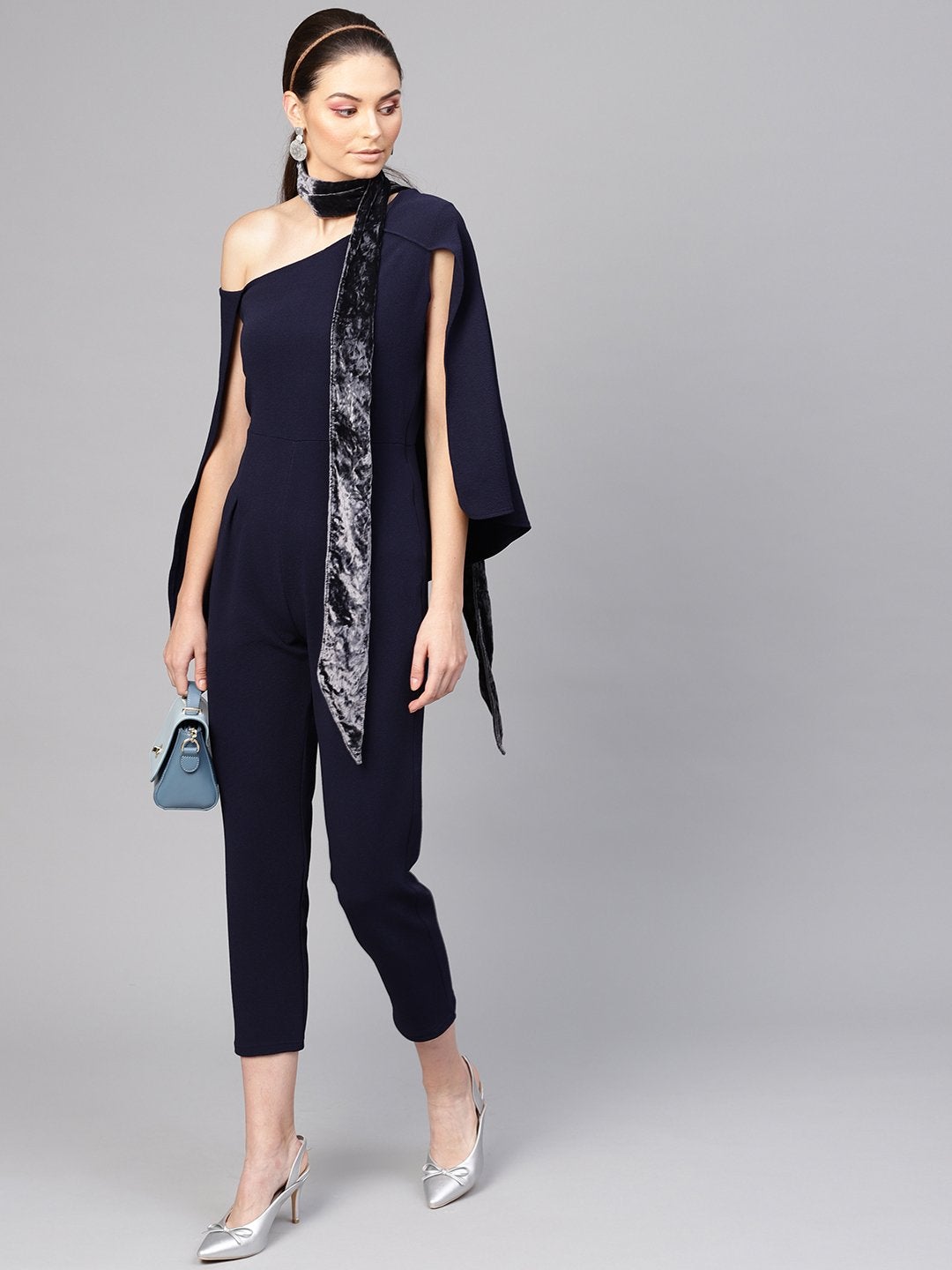 Women's Navy Cape Jumpsuit