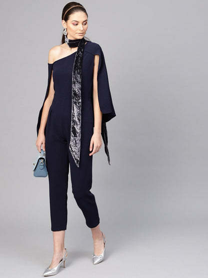 Women's Navy Cape Jumpsuit