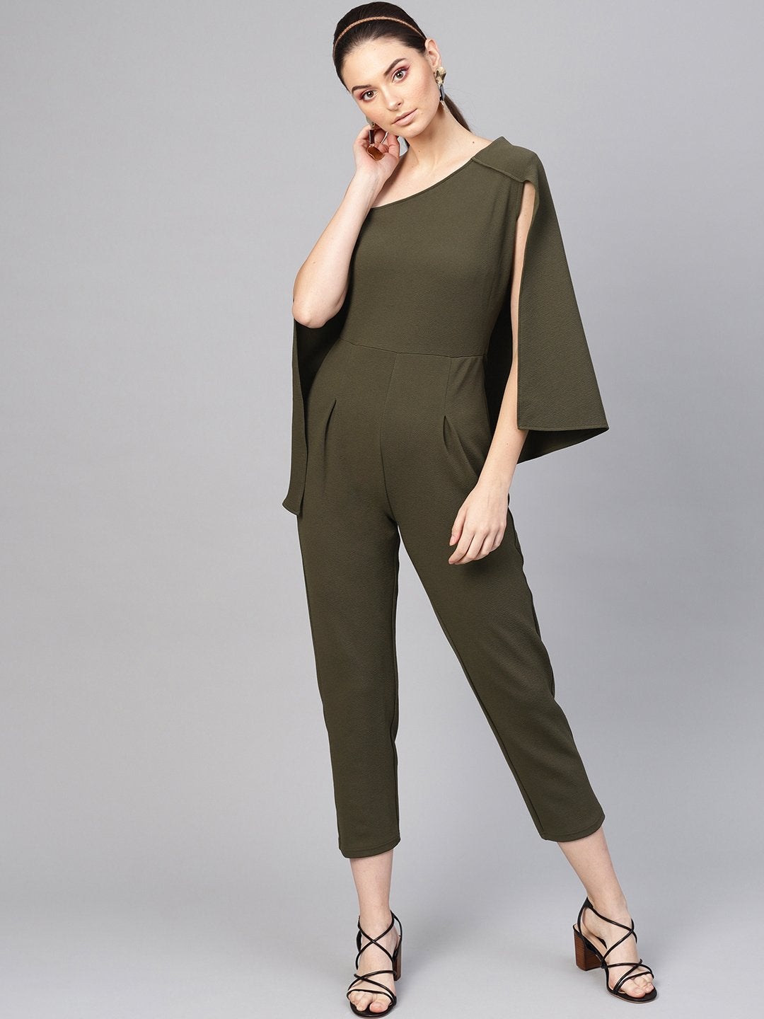 Women's Olive Cape Jumpsuit