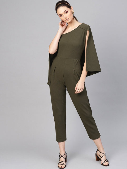 Women's Olive Cape Jumpsuit