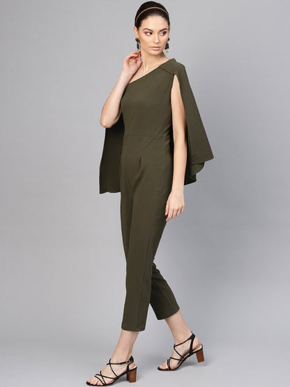 Women's Olive Cape Jumpsuit